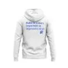 ELEVATE WHITE HUDI WITH BLUE TEXT